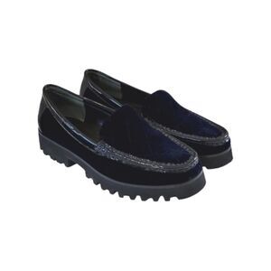 Donald Pliner Blue Velvet Quilted Roco Loafer Shoe Size 6